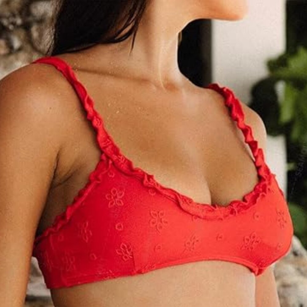 𝗦𝗘𝗔𝗠𝗢𝗟𝗟𝗬 Floral Jacquard Ruffles Tank Style Bikini Set 👙 NEW WITH TAGS! - Picture 2 of 15